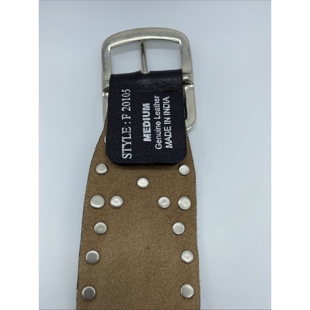 Brown Genuine Leather Belt F 20105 Women's Size M Stones, and Rivets - Picture 7 of 13